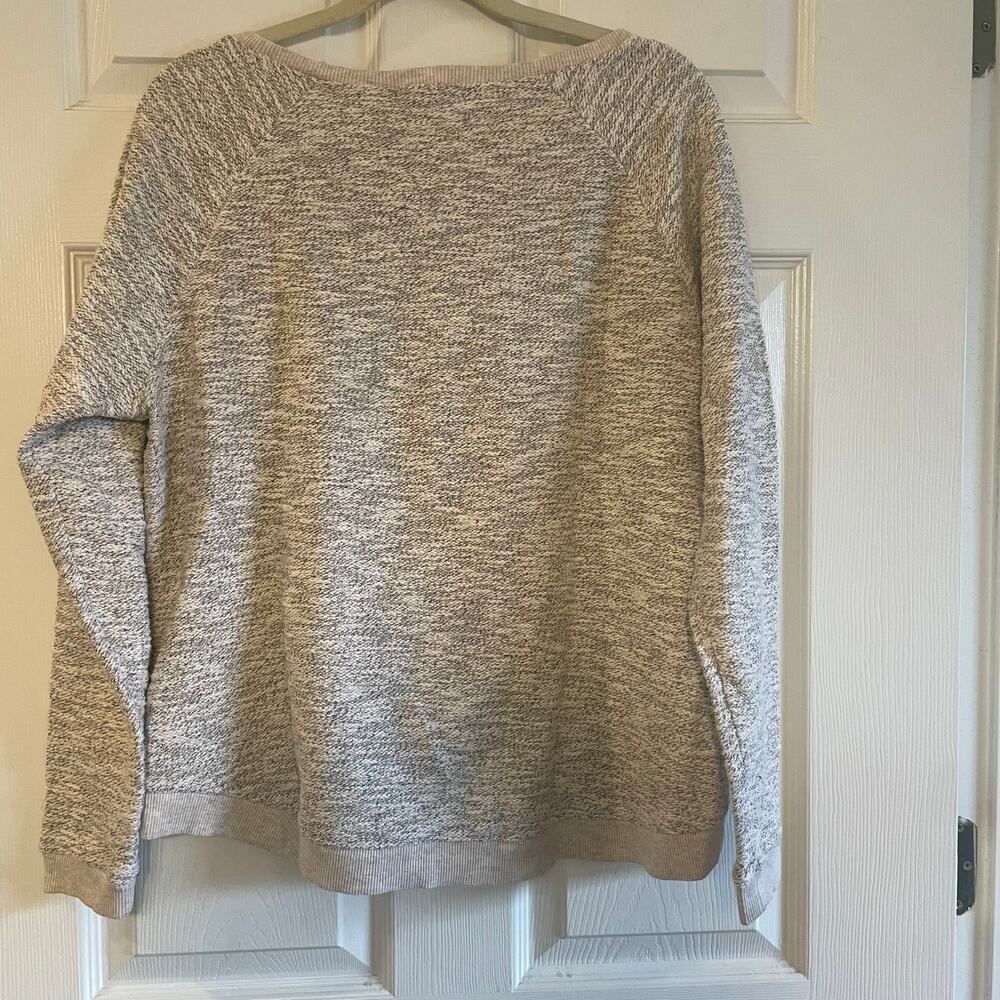 Lucky Lotus Sweater Beige metallic Knit Pullover Embellished Studded Ladies Sz L - Picture 2 of 14